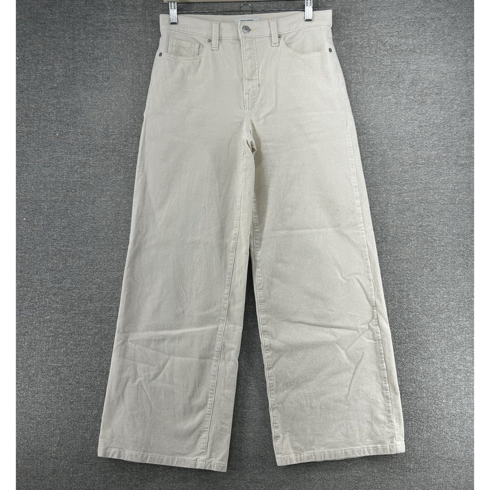 Banana Republic Wide Leg Corduroy Pants Women Size 28/6 Beige High Rise Casual